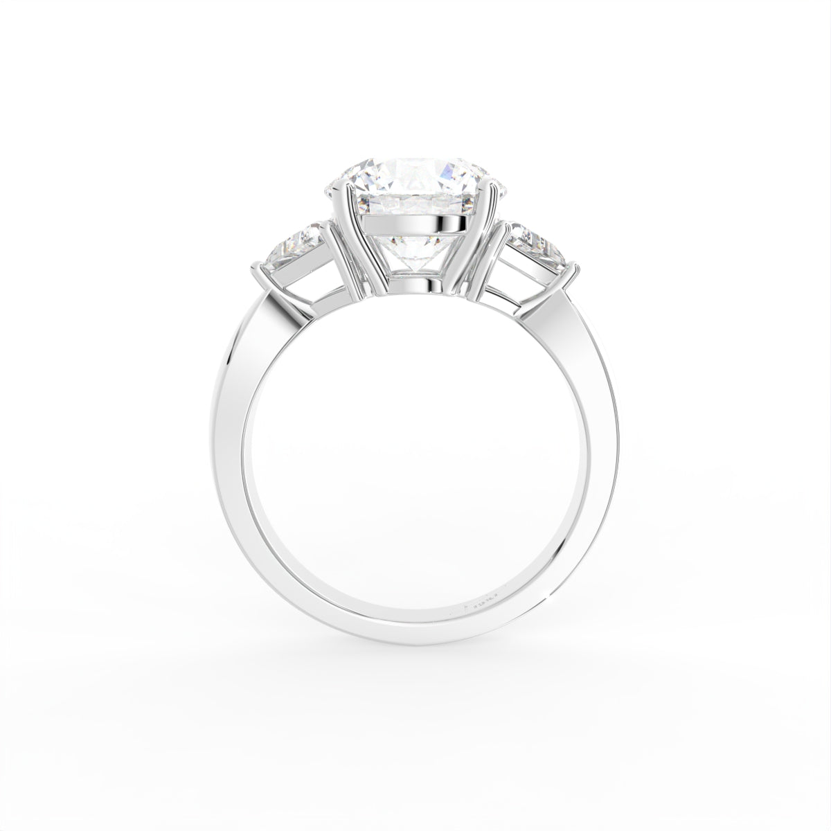 18K Trilogy Round Brilliant Diamond Ring — FRONT