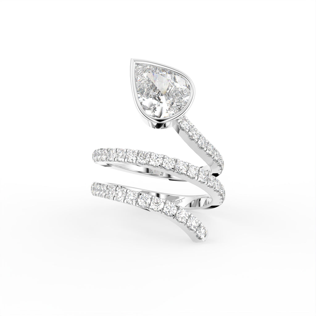 18K Bespoke Pear Diamond Wrap Ring — TOP
