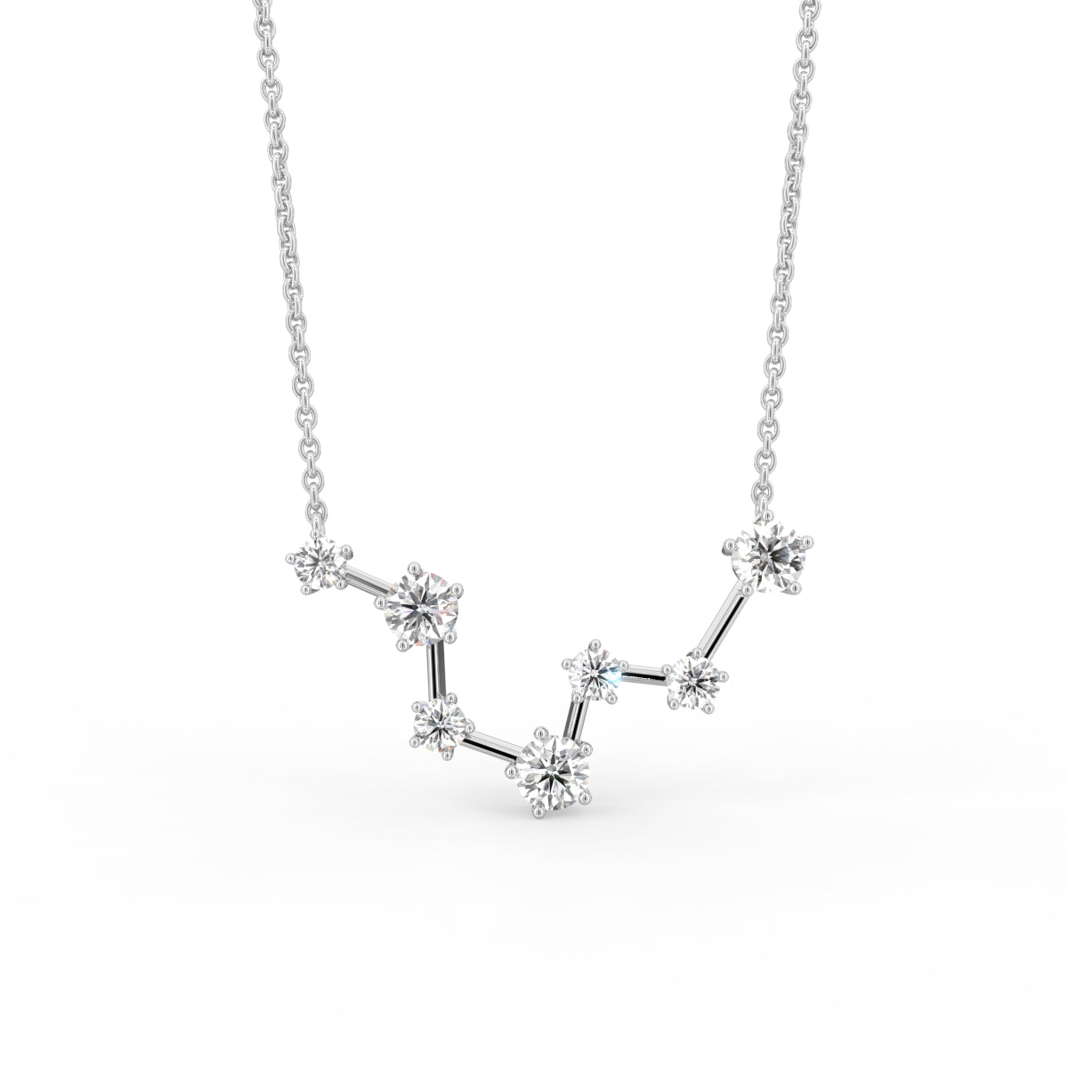 18K Rose Gold Constellation Round Diamond Pendant — FRONT