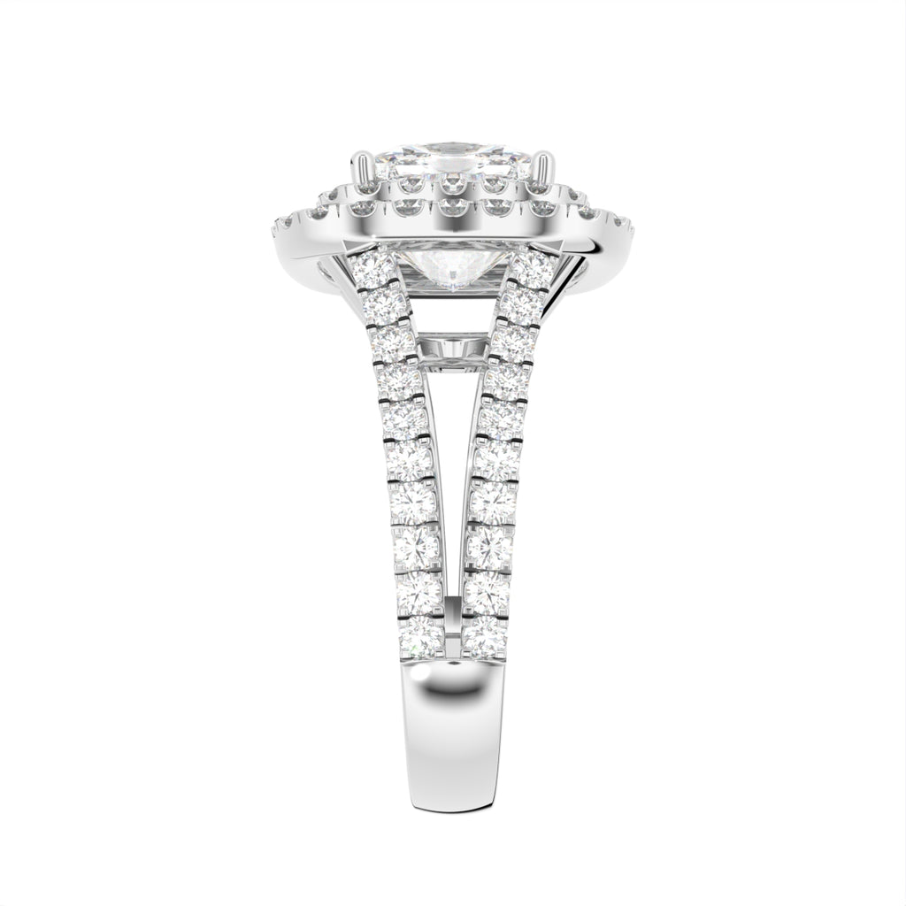 18K Halo Cushion Diamond Engagement Ring — SIDE
