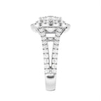 18K Halo Cushion Diamond Engagement Ring — SIDE