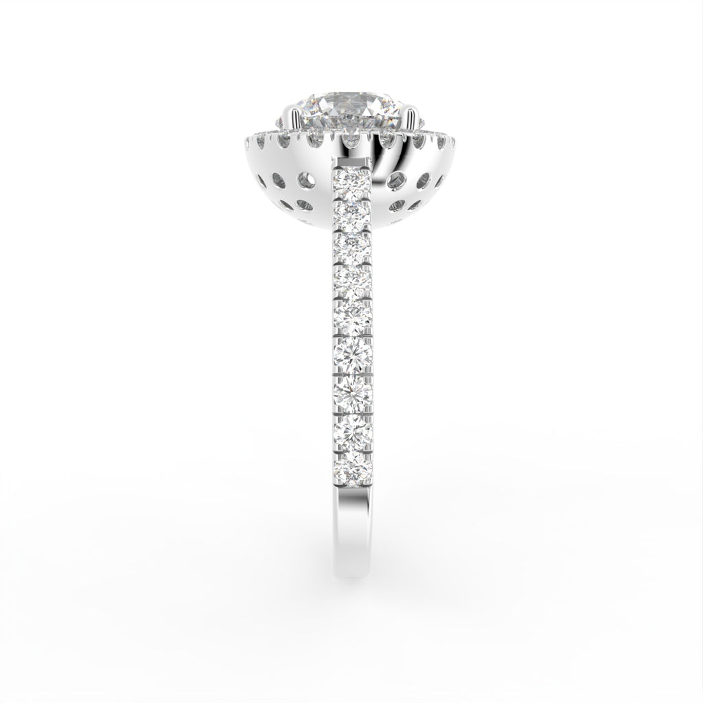 18K Halo Round Diamond Engagement Ring — SIDE