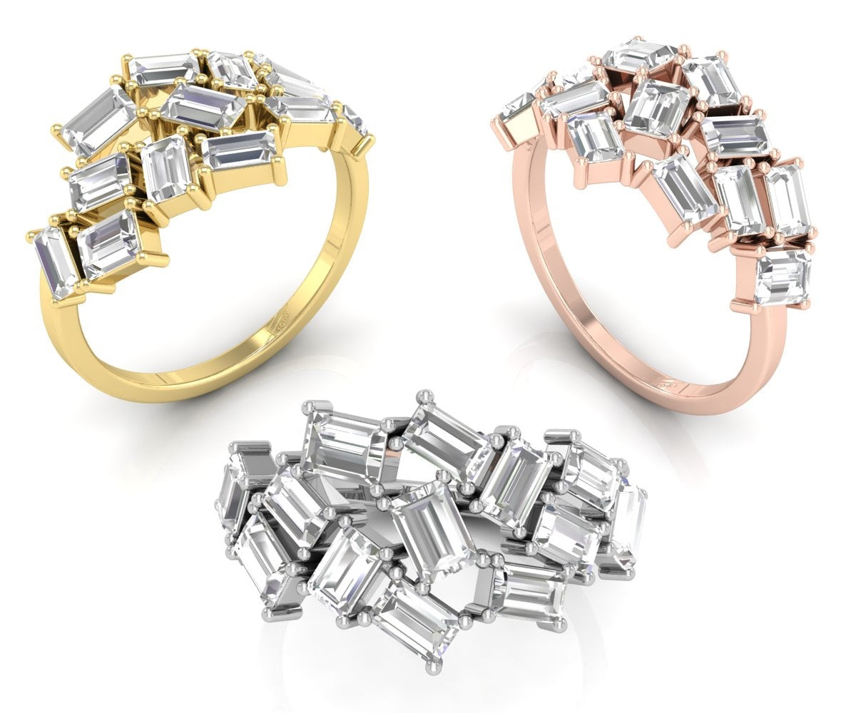 18K Bespoke Baguette Diamond Ring — 3 COLOR