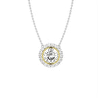 18K Halo Round Diamond Pendant — FRONT