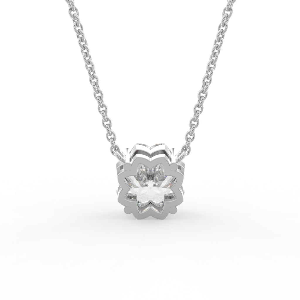 vimg:FJ6005|vimg:FJ6021|18K Yellow Gold Flower Solitaire Diamond Pendant — BACK