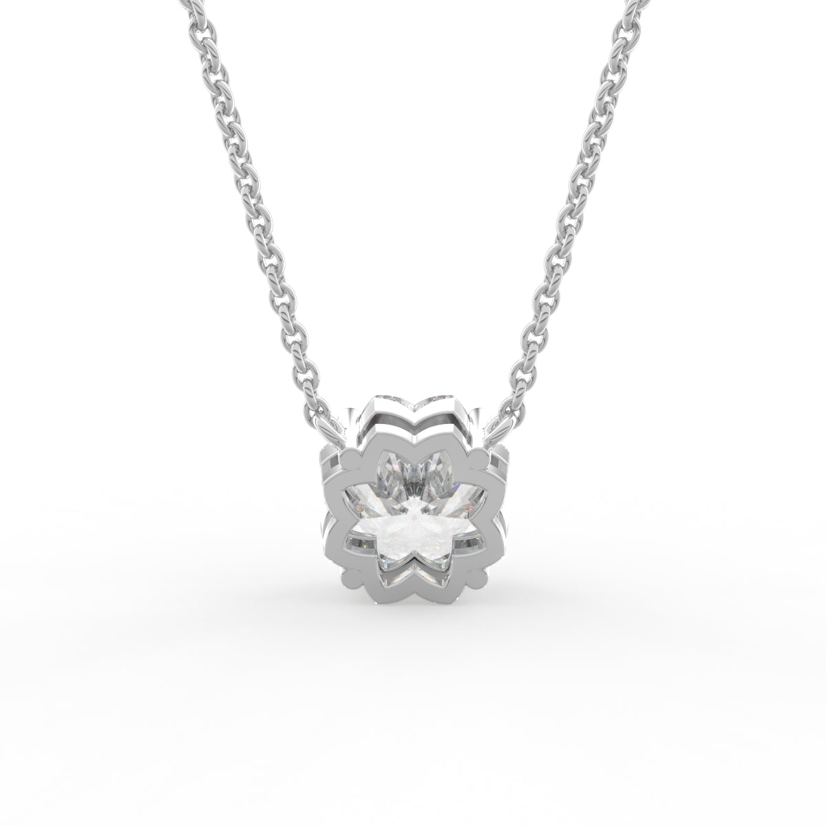 vimg:FJ6005|vimg:FJ6021|18K Yellow Gold Flower Solitaire Diamond Pendant — BACK