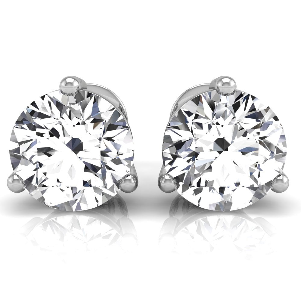 18K Solitaire Round Brilliant Diamond Earrings — TOP