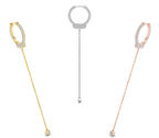18K Yellow Gold Hoop Drop Diamond Earrings — 3 COLOR