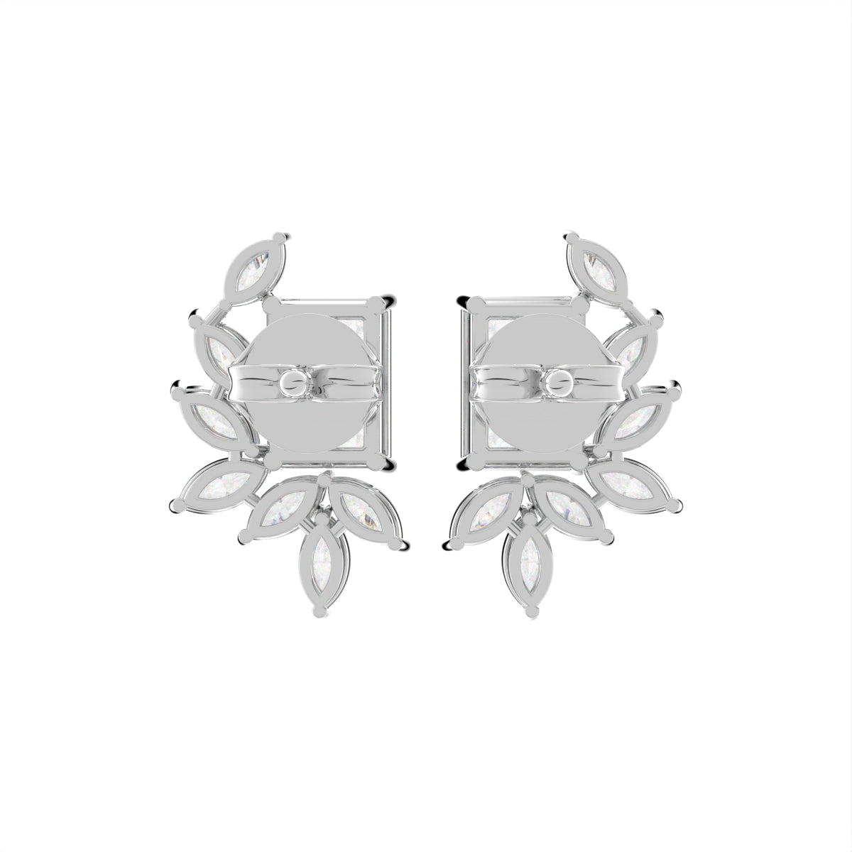 18K Radiant Marquise Diamond Earrings — BACK