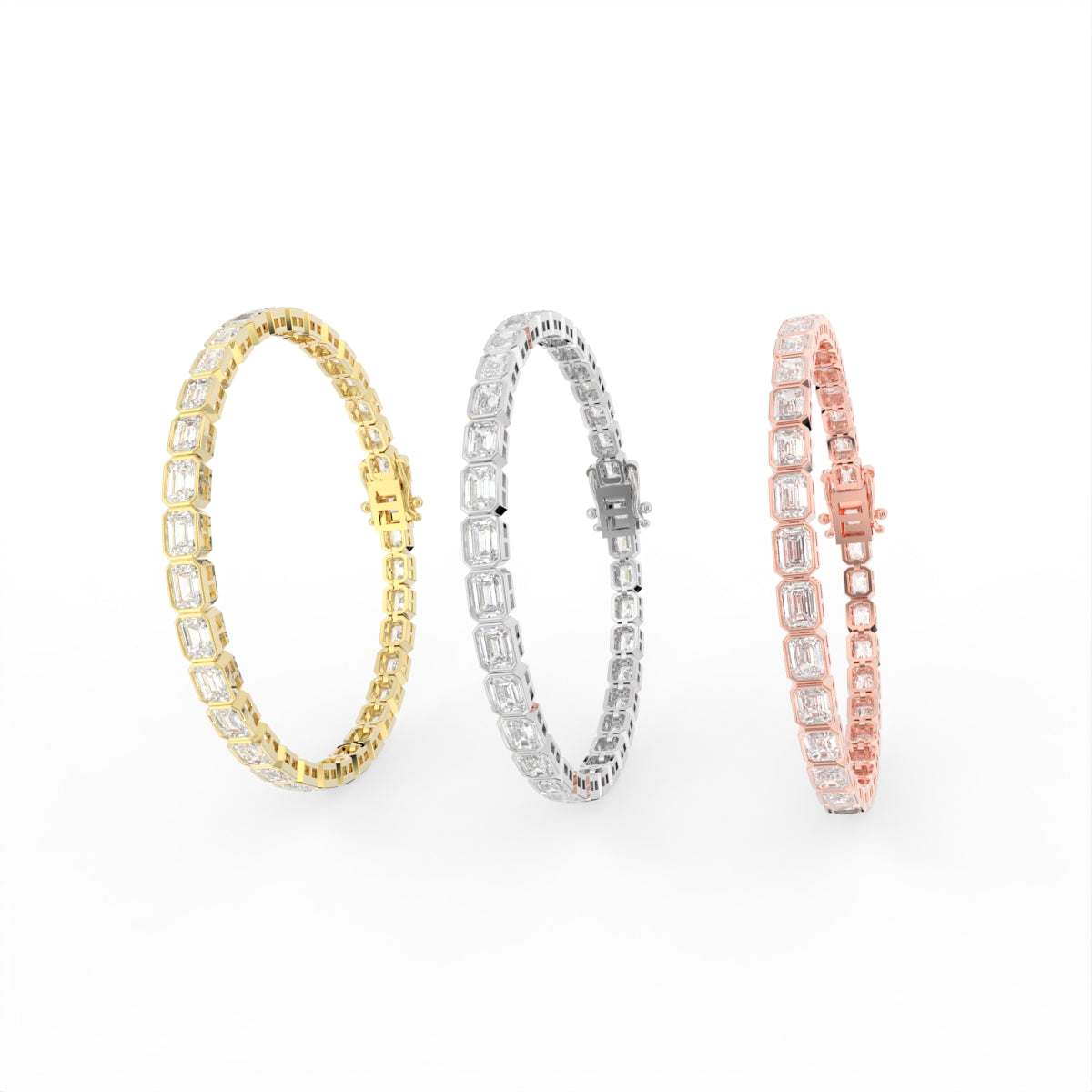 Sterling Silver Diamond Bracelet — 3 COLOR