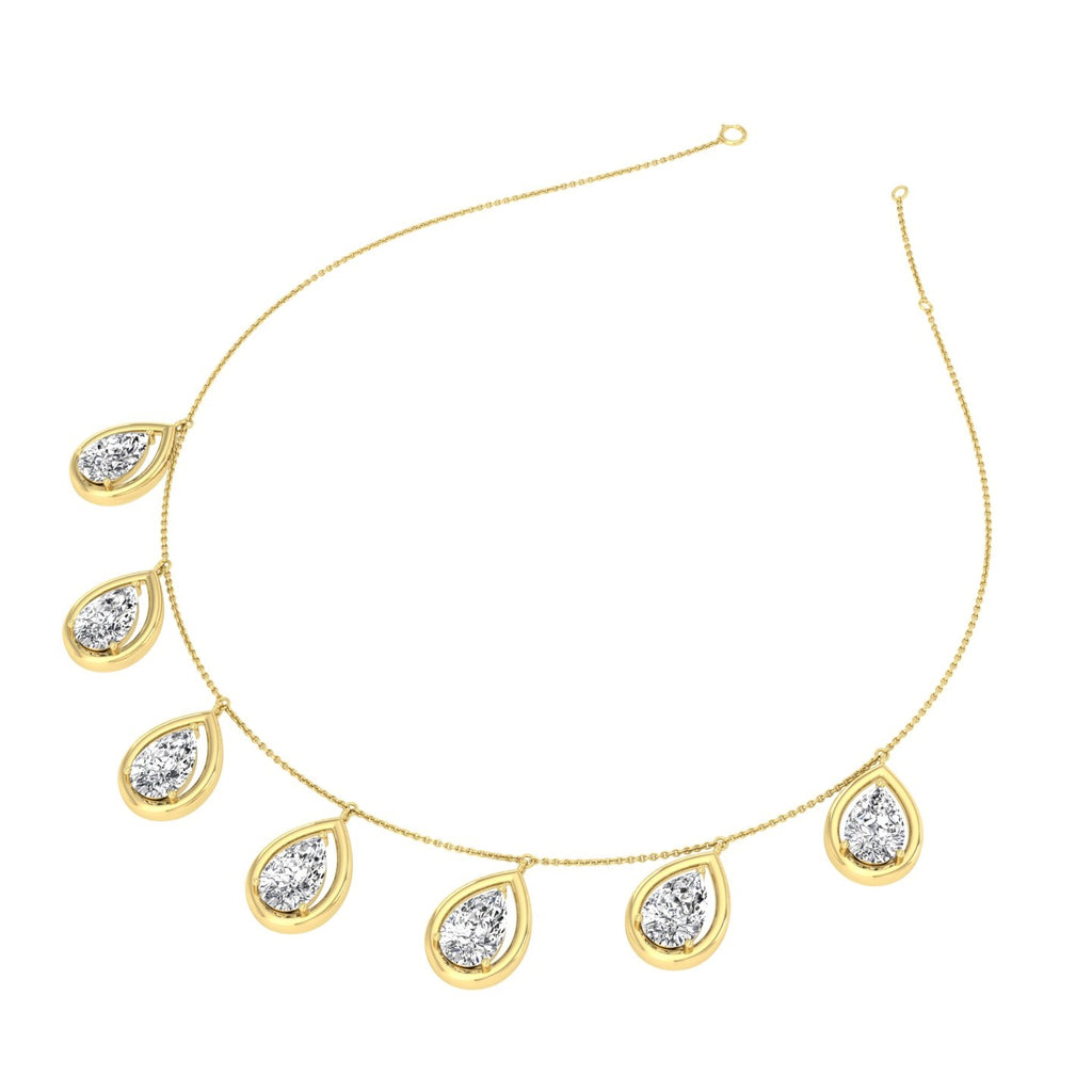 18K Round Diamond Tennis Necklace — 3D VIEW