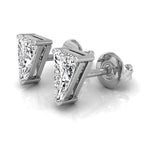 18K Triangle Solitaire Diamond Earrings — 3D VIEW