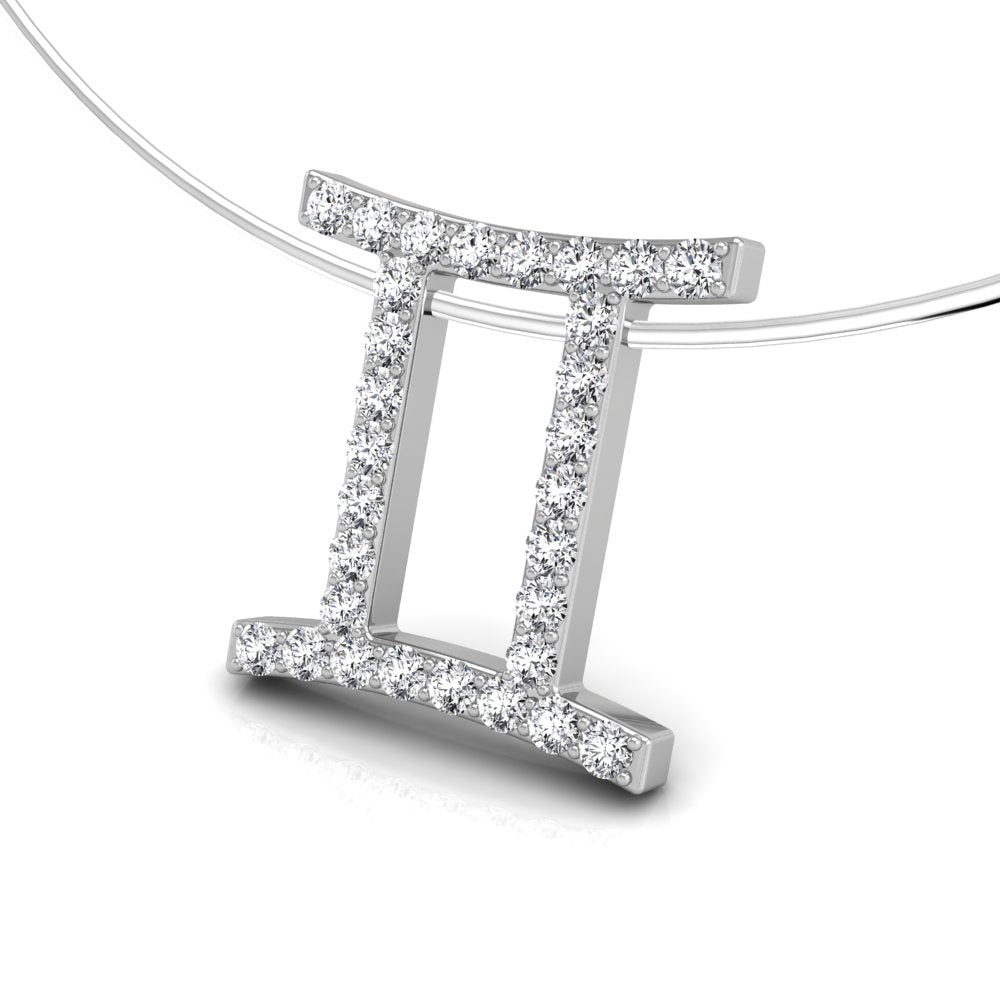 18K Zodiac Round Diamond Pendant — 3D VIEW