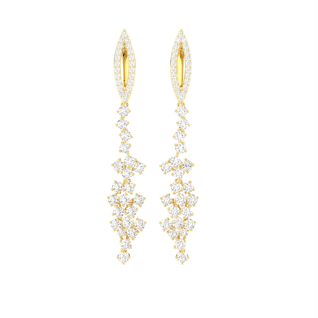 18K White Gold Round Diamond Drop Earrings — TOP