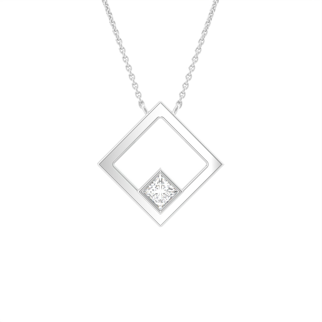 18K Princess Diamond Pendant — FRONT