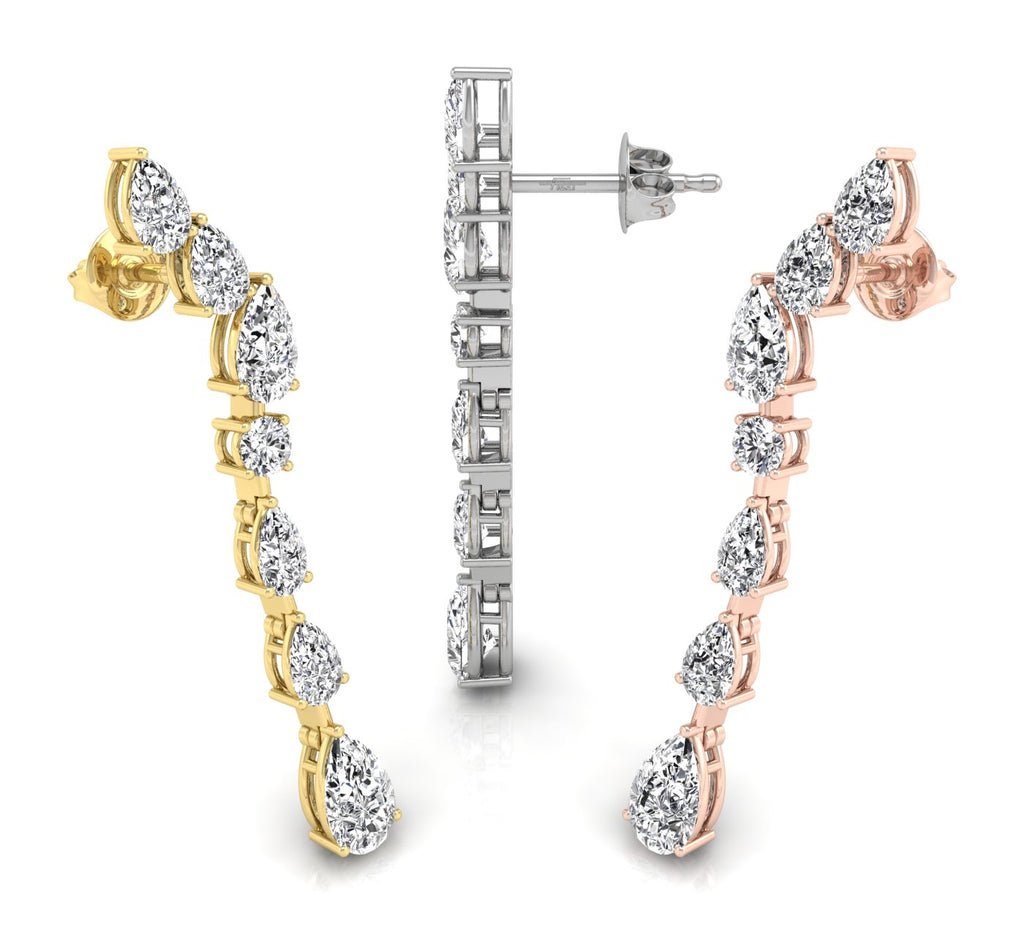 18K Pear Diamond Drop Earrings — 3 COLOR