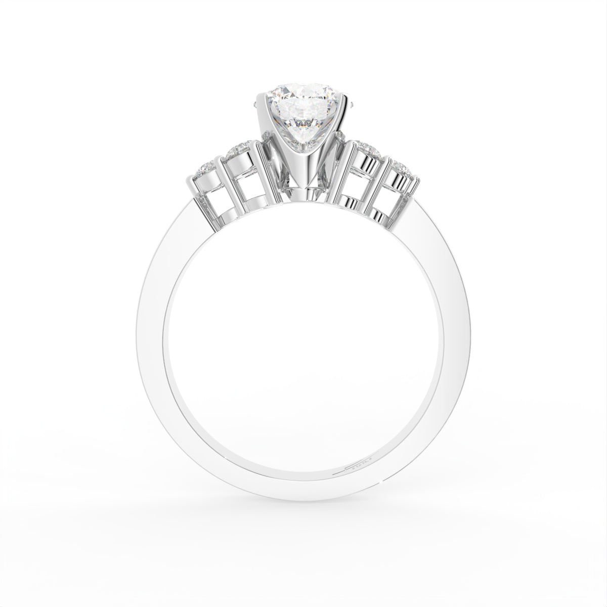 18K Solitaire Round Diamond Engagement Ring — FRONT