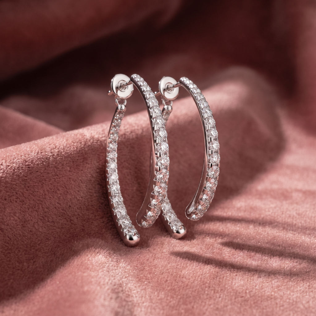 18K Pave Bespoke Diamond Hoop Earrings — AI cloth, in-house