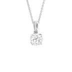 14K White Gold Solitaire Round Diamond Pendant — 3D VIEW