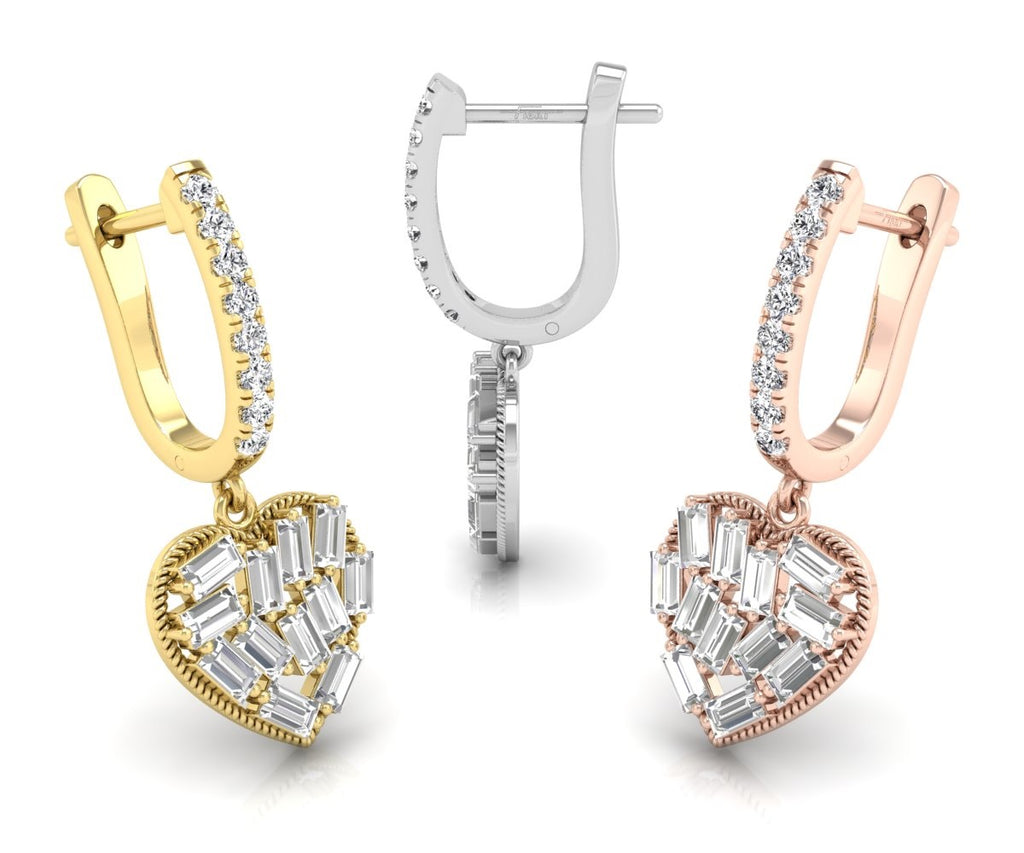 18K Bezel Diamond Drop Earrings — 3 COLOR