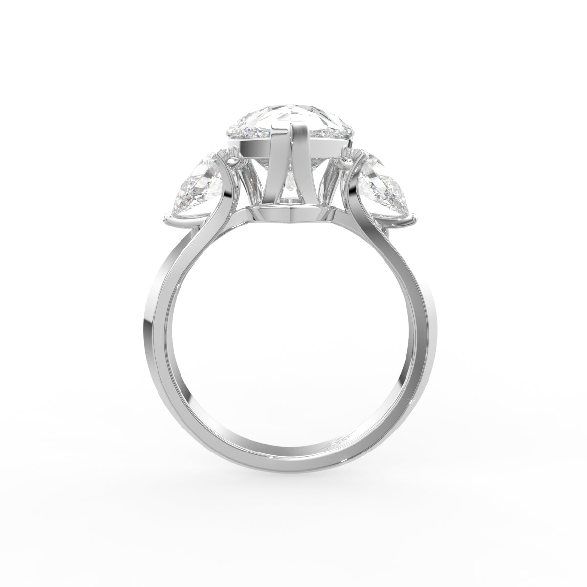 18K White Gold Pear Diamond Engagement Ring — FRONT