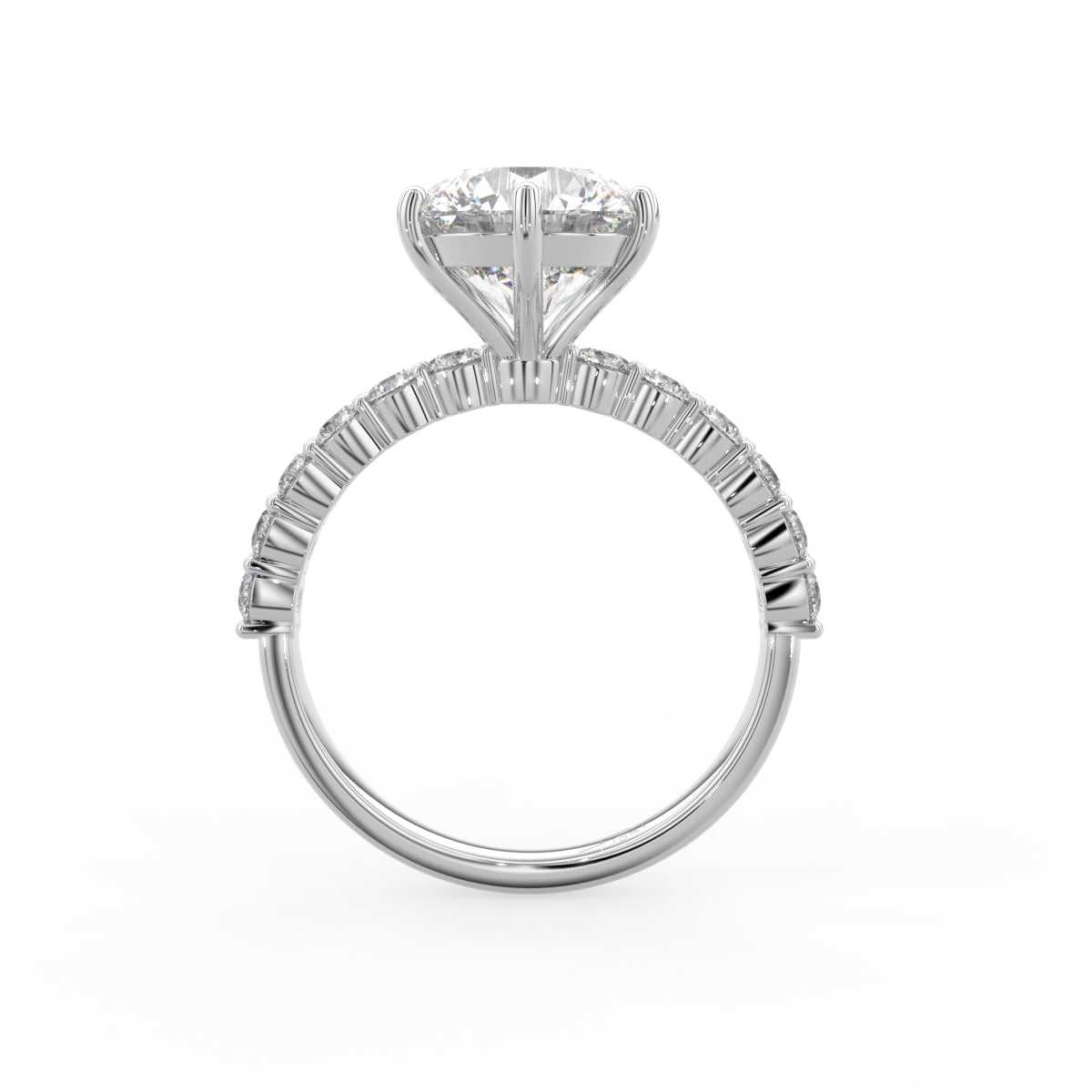 18K Round Diamond Engagement Solitaire Ring — FRONT