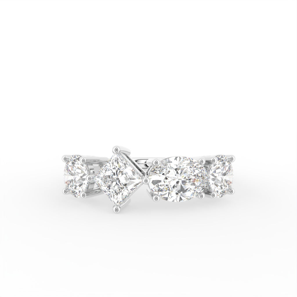18K White Gold Half Eternity Round Diamond Ring — TOP