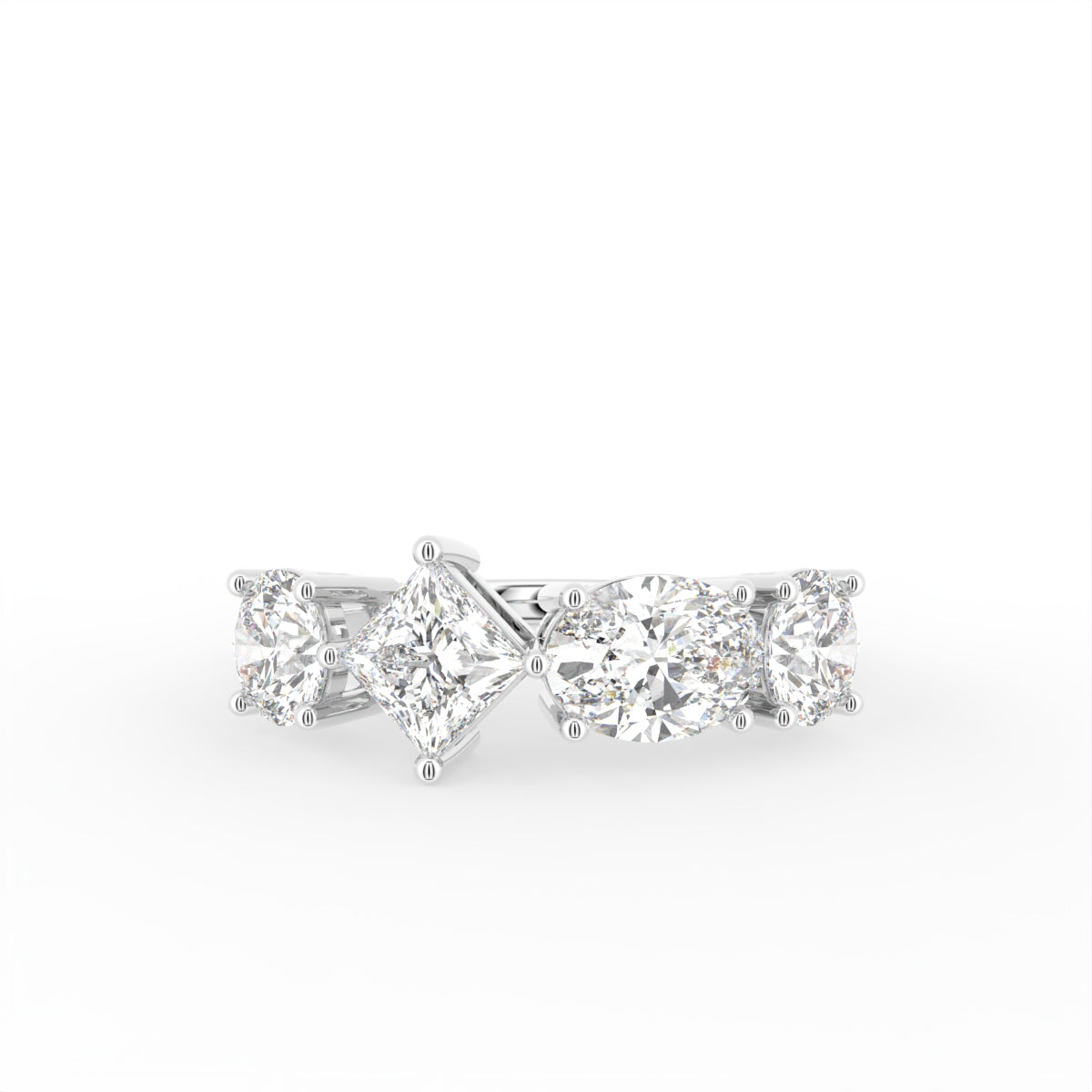 18K White Gold Half Eternity Round Diamond Ring — TOP