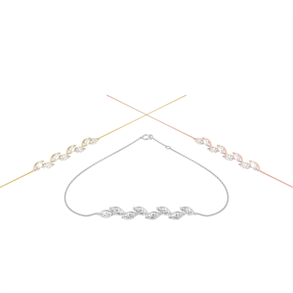 14K White Gold Marquise Diamond Bracelet — 3 COLOR
