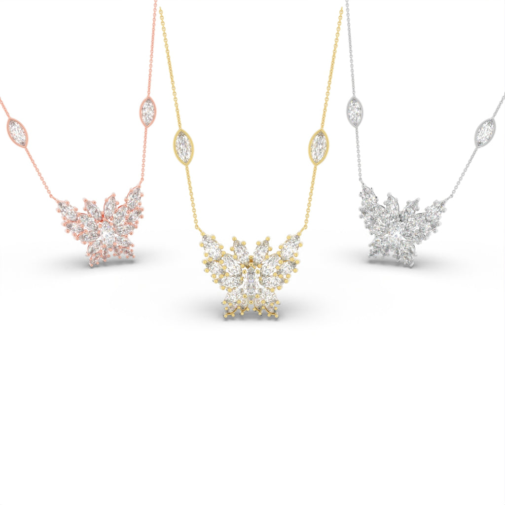 18K Butterfly Marquise Diamond Pendant — 3 COLOR