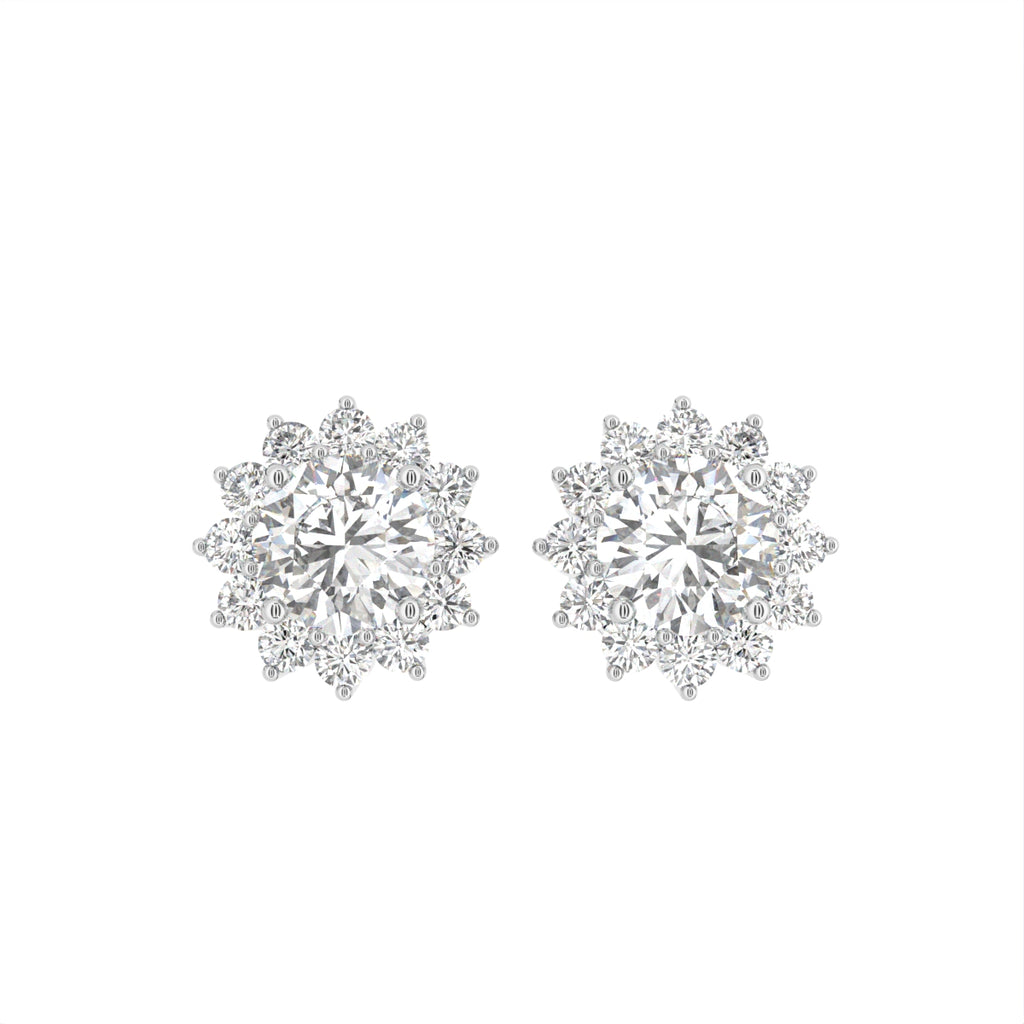 18K Halo Diamond Earrings — TOP