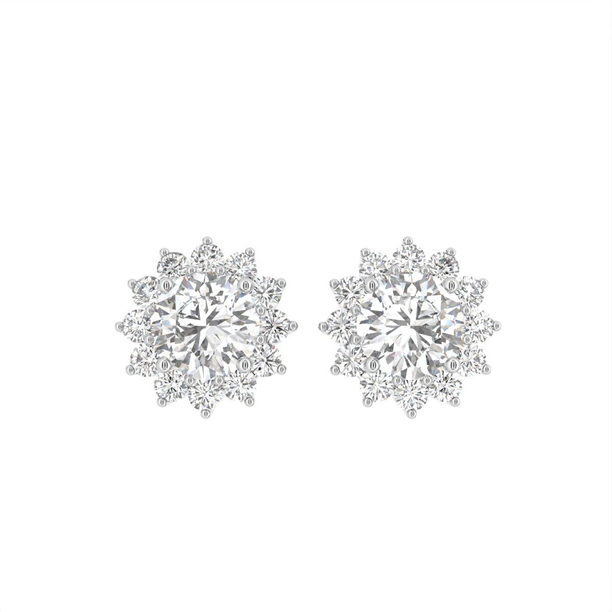 18K Halo Diamond Earrings — TOP