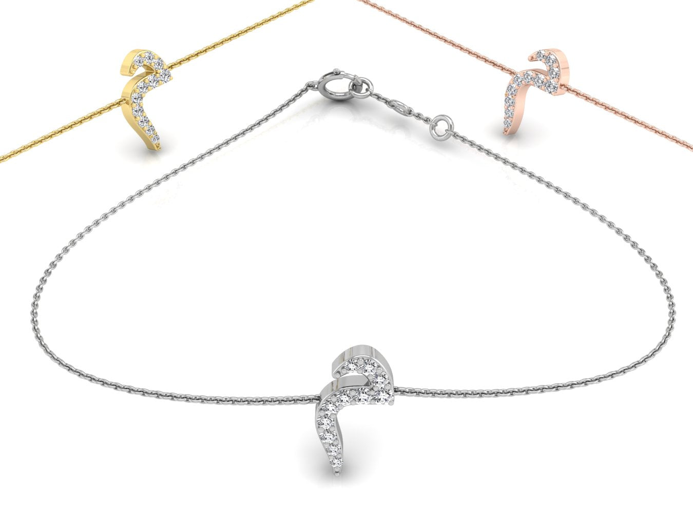 18K Arabic Alphabet Diamond Bracelet — 3 COLOR