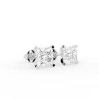18K Solitaire Princess Diamond Earrings — 3D VIEW