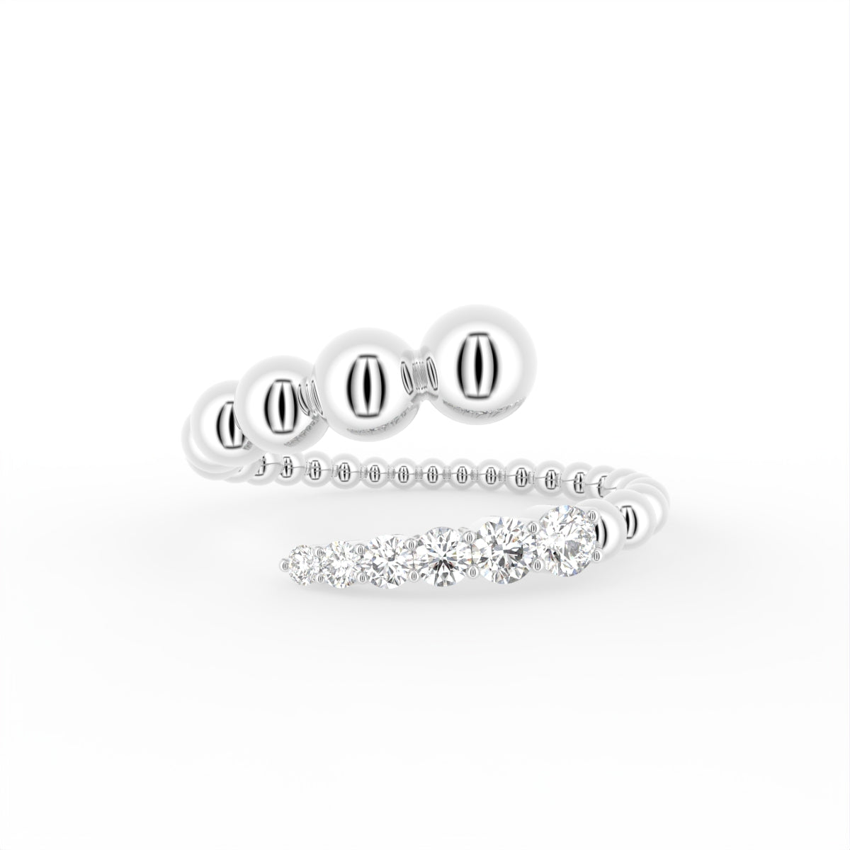 18K Rose Gold Spiral Pave Diamond Ring — TOP