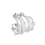 18K Crescent Moon and Stars Diamond Earrings — 3D VIEW