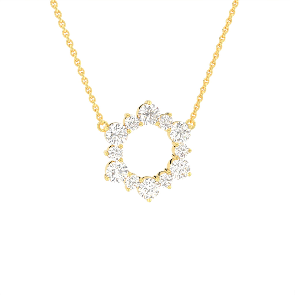 14K Yellow Gold Bespoke Round Diamond Pendant — 3D VIEW