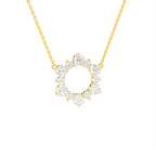 14K Yellow Gold Bespoke Round Diamond Pendant — 3D VIEW