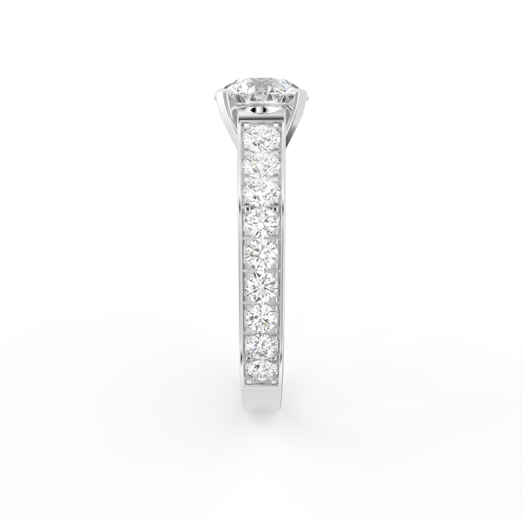 18K Round Solitaire Diamond Ring — SIDE