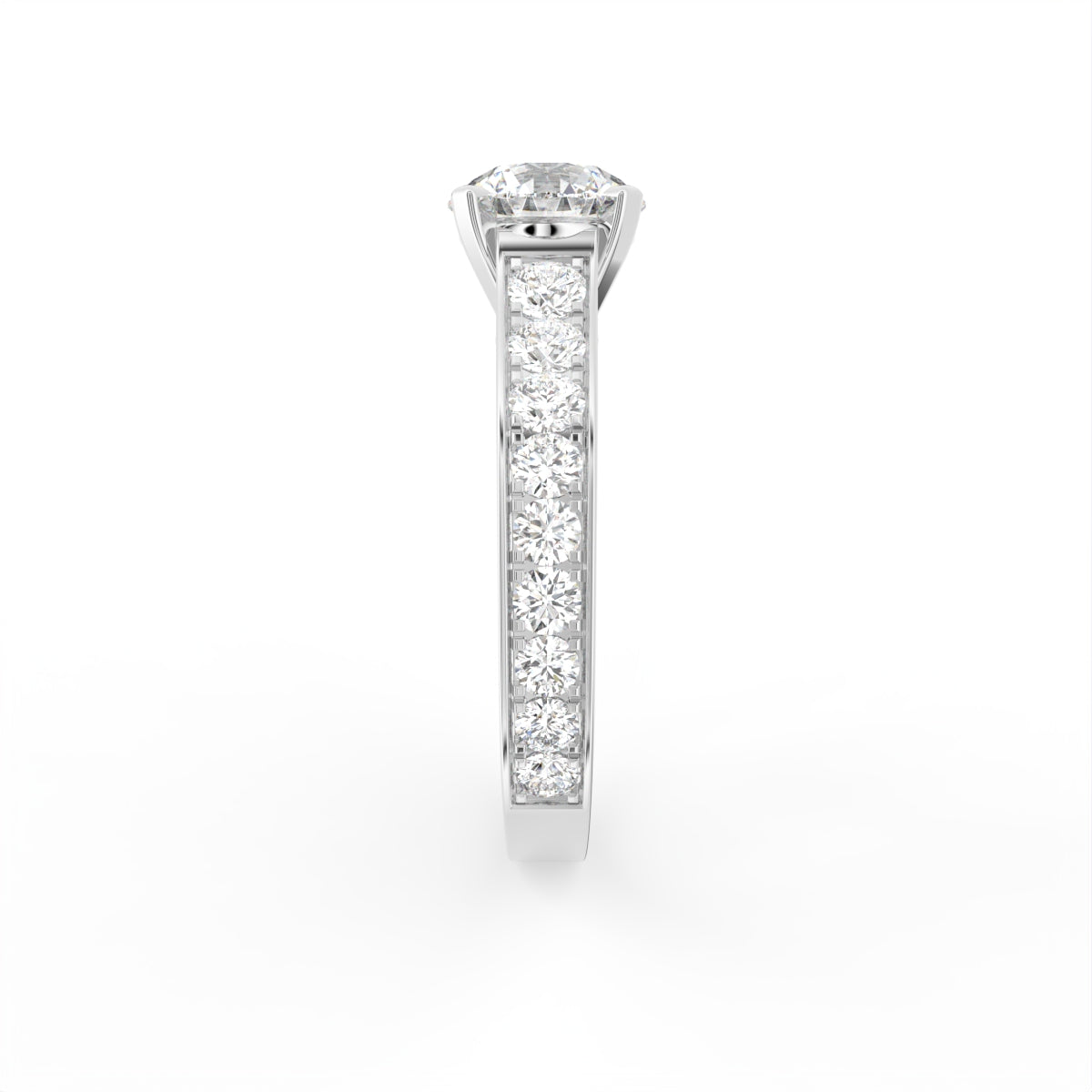 18K Round Solitaire Diamond Ring — SIDE