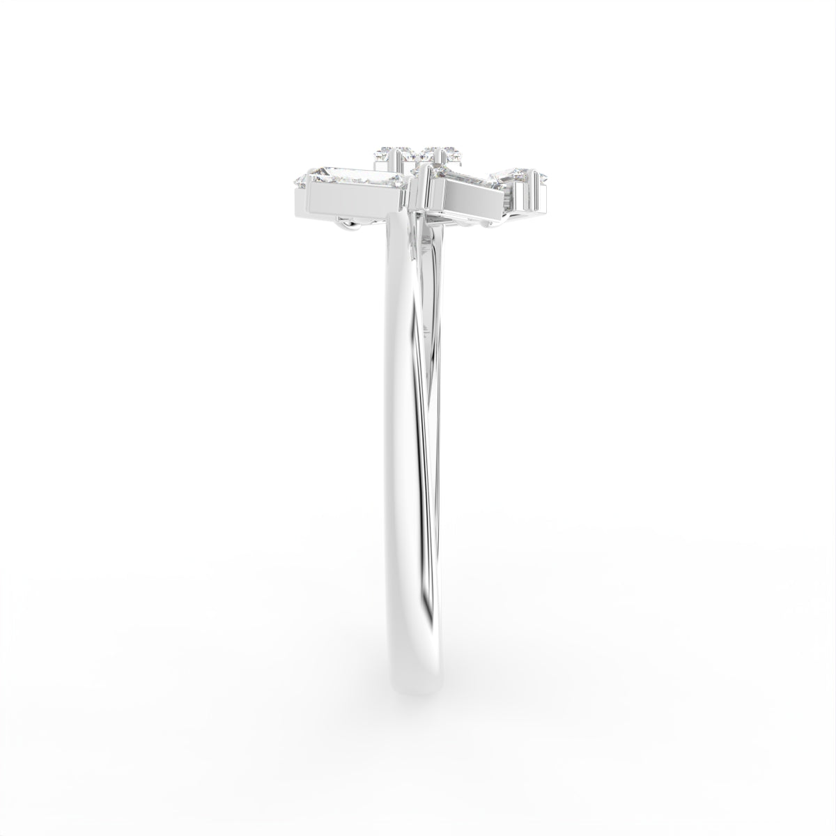 18K Bespoke Baguette Diamond Ring — SIDE