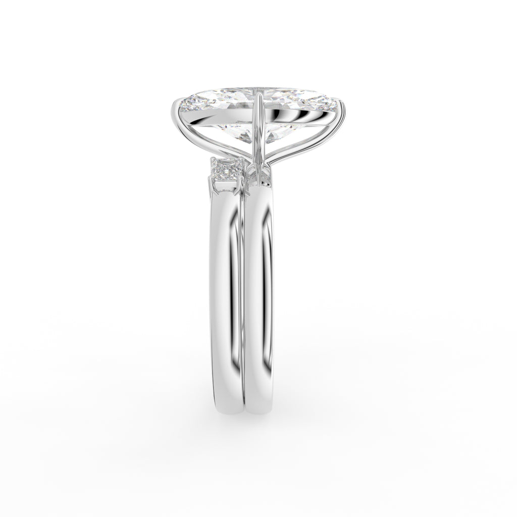 18K Yellow Gold Solitaire Marquise Diamond Ring — SIDE