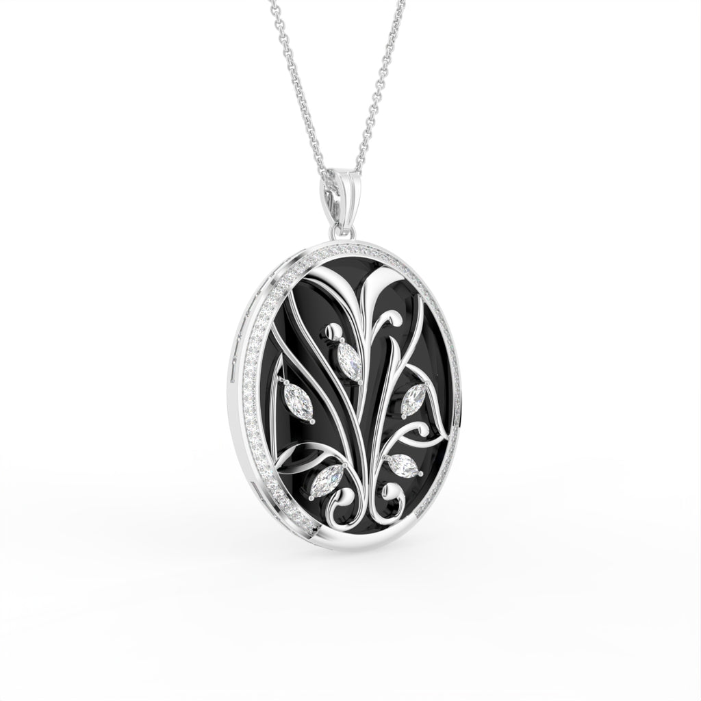 14K Rose Gold Marquise Diamond Pendant — 3D VIEW