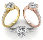 18K Halo Heart Diamond Ring — 3 COLOR
