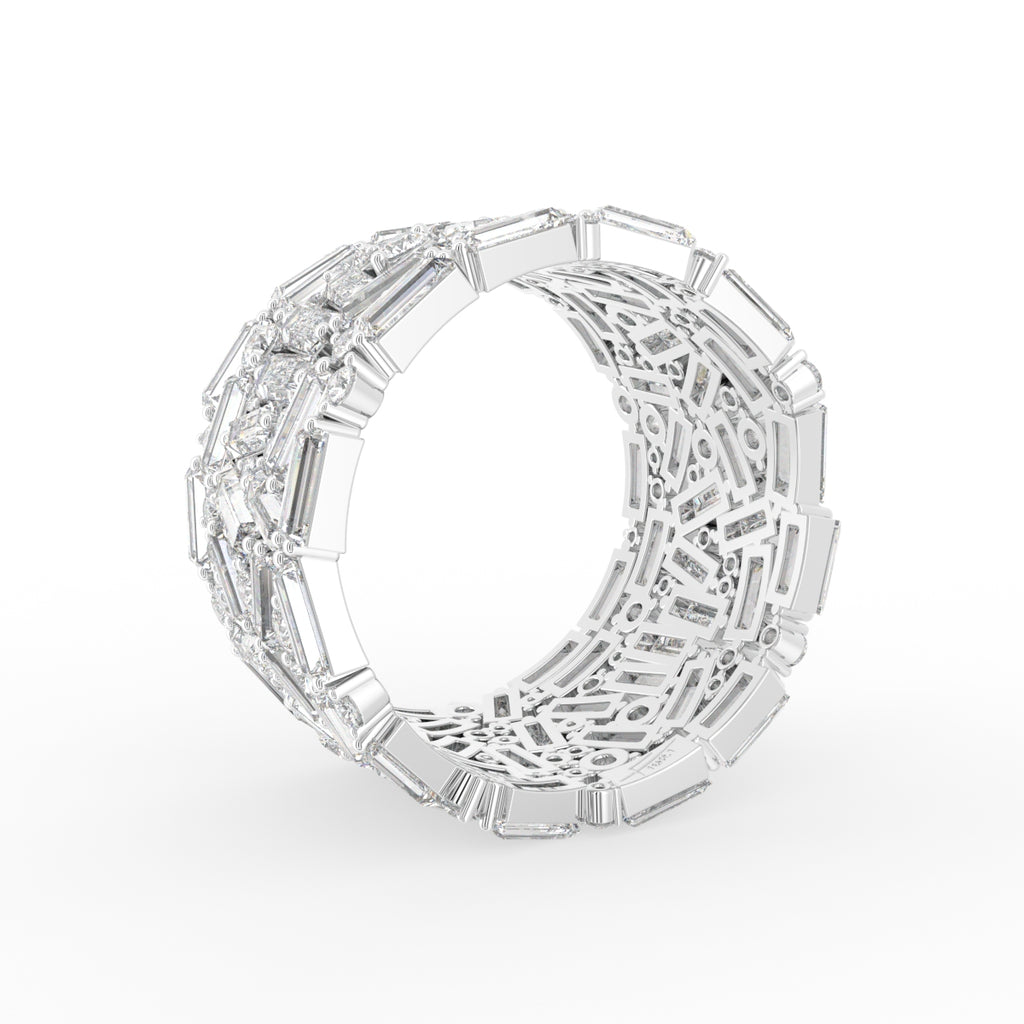 18K White Gold Baguette Diamond Ring — 3D VIEW