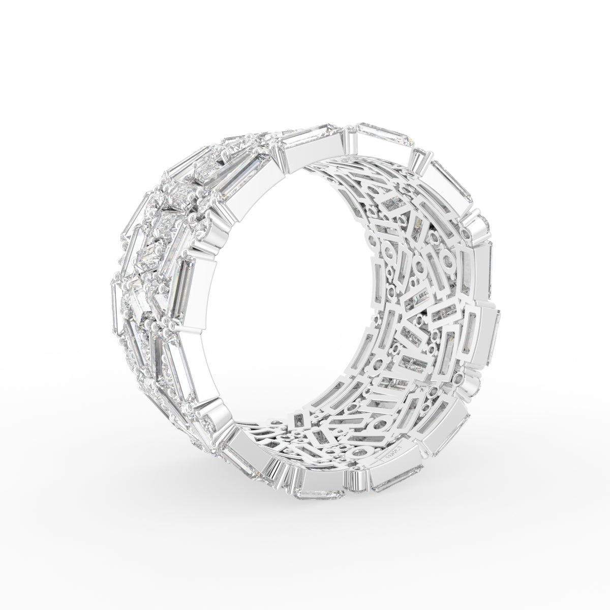 18K White Gold Baguette Diamond Ring — 3D VIEW