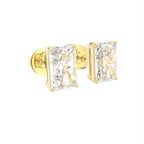 18K Solitaire Emerald Cut Diamond Stud Earrings — 3D VIEW