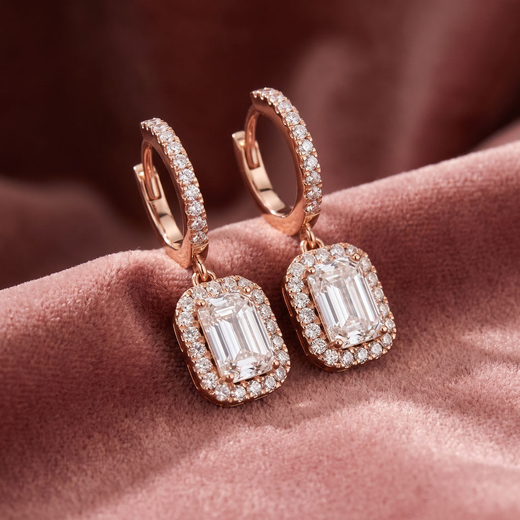 18K Diamond Drop Earrings — AI cloth, in-house