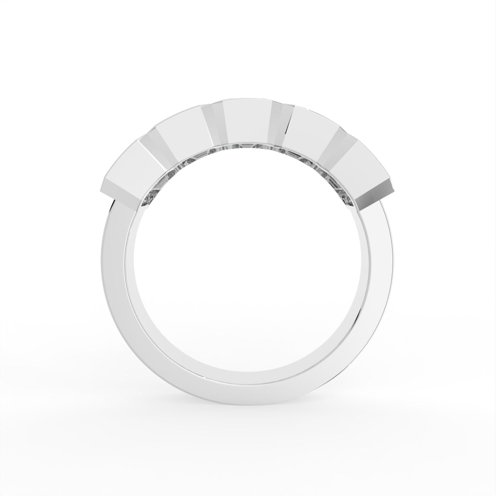 Sterling Silver Emerald Diamond Ring — FRONT/BACK