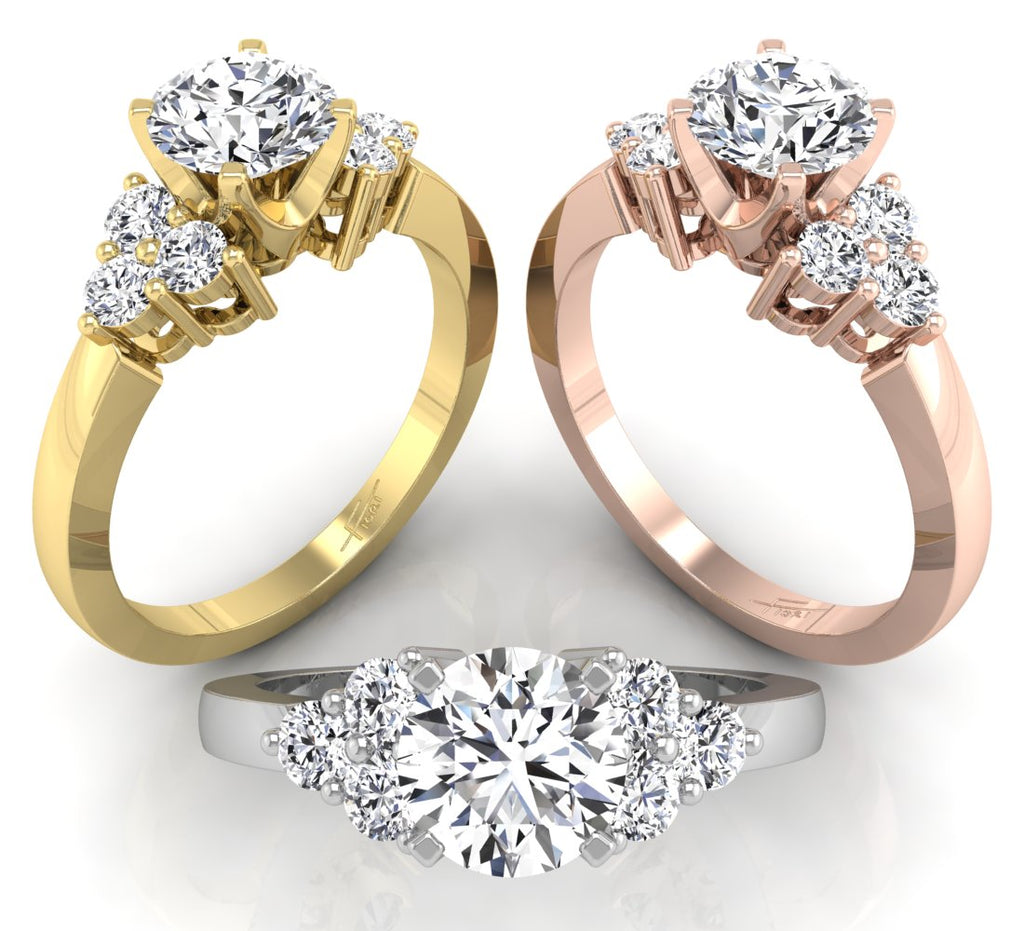 18K Solitaire Round Diamond Engagement Ring — 3 COLOR